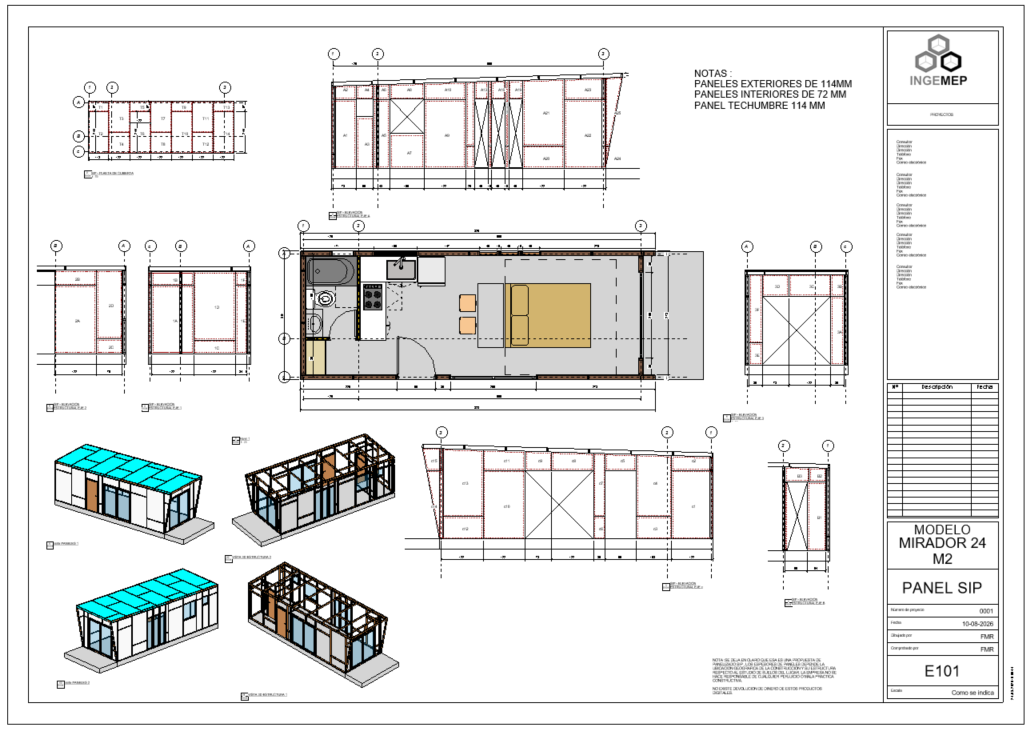 Modelo Mirador 24 m2 - lamina panel SIP