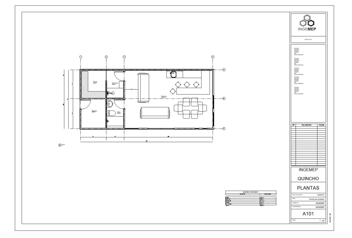 Lámina de planos del Quincho 40 m²