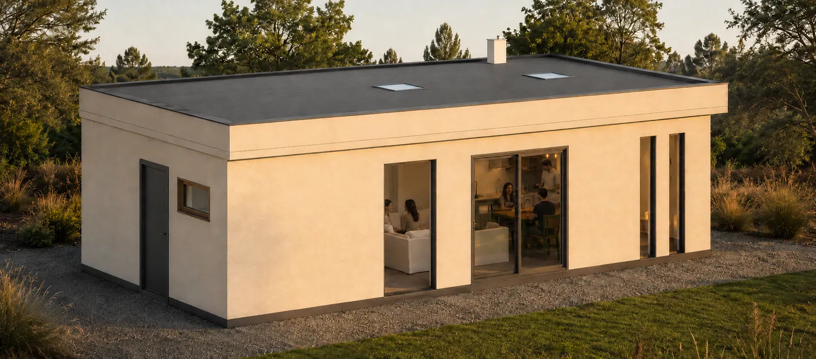 Render exterior de Modelo Quincho, vivienda de 40 metros cuadrados